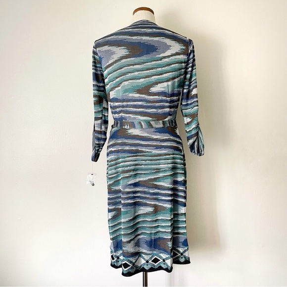 Hale Bob Green knit Wrap midi length dress Medium NWOT - Picture 4 of 5